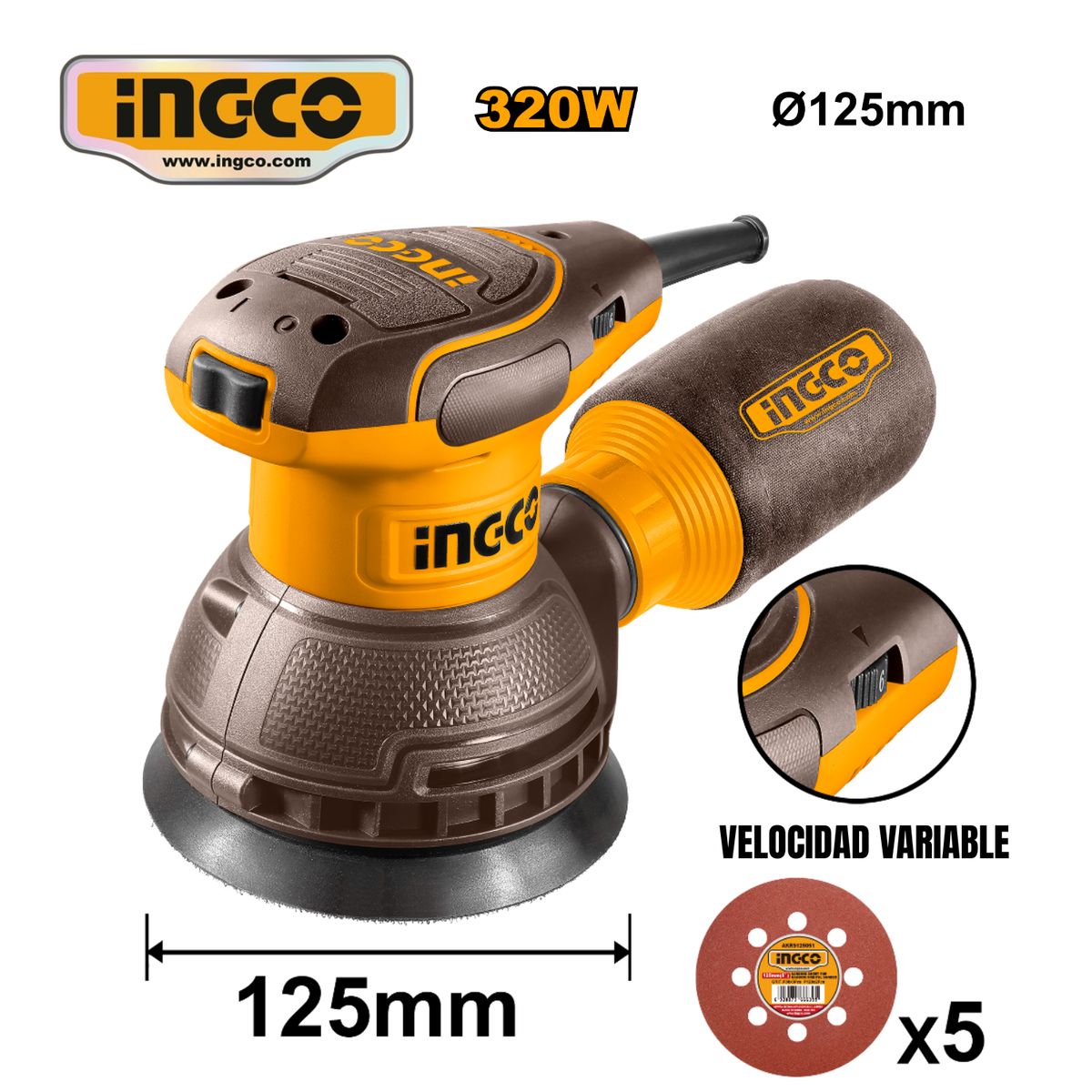 INGCO TOOLS - RS3216 LIJADORA ROTO ORBITAL  320W