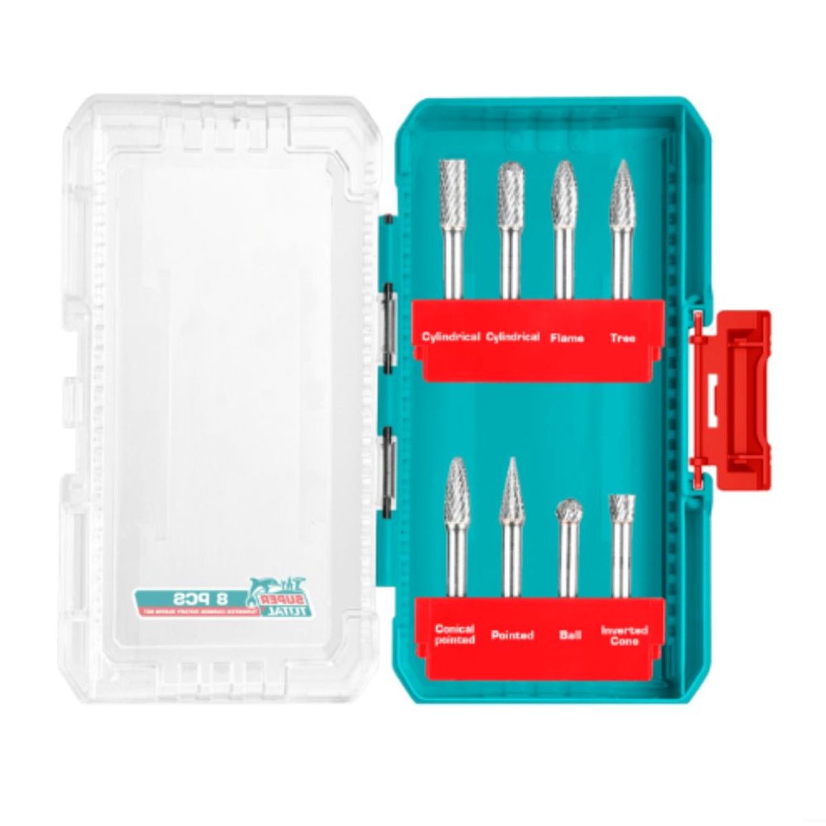 TOTAL TOOLS - Set Fresas de Carburo de Tungsteno 8PCS 6MM + Estuche - TACSDL10801