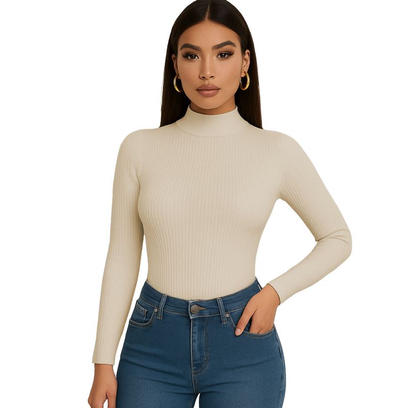 GENERICO - Polo Cafarena Manga Larga Rib Grueso Sab-16 Color Hueso