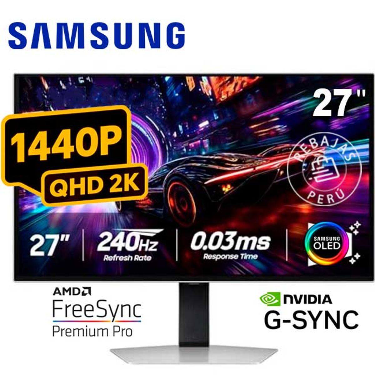 SAMSUNG - Monitor Samsung Odyssey OLED G6 27 QHD 240Hz 003ms Gaming HDMI DP