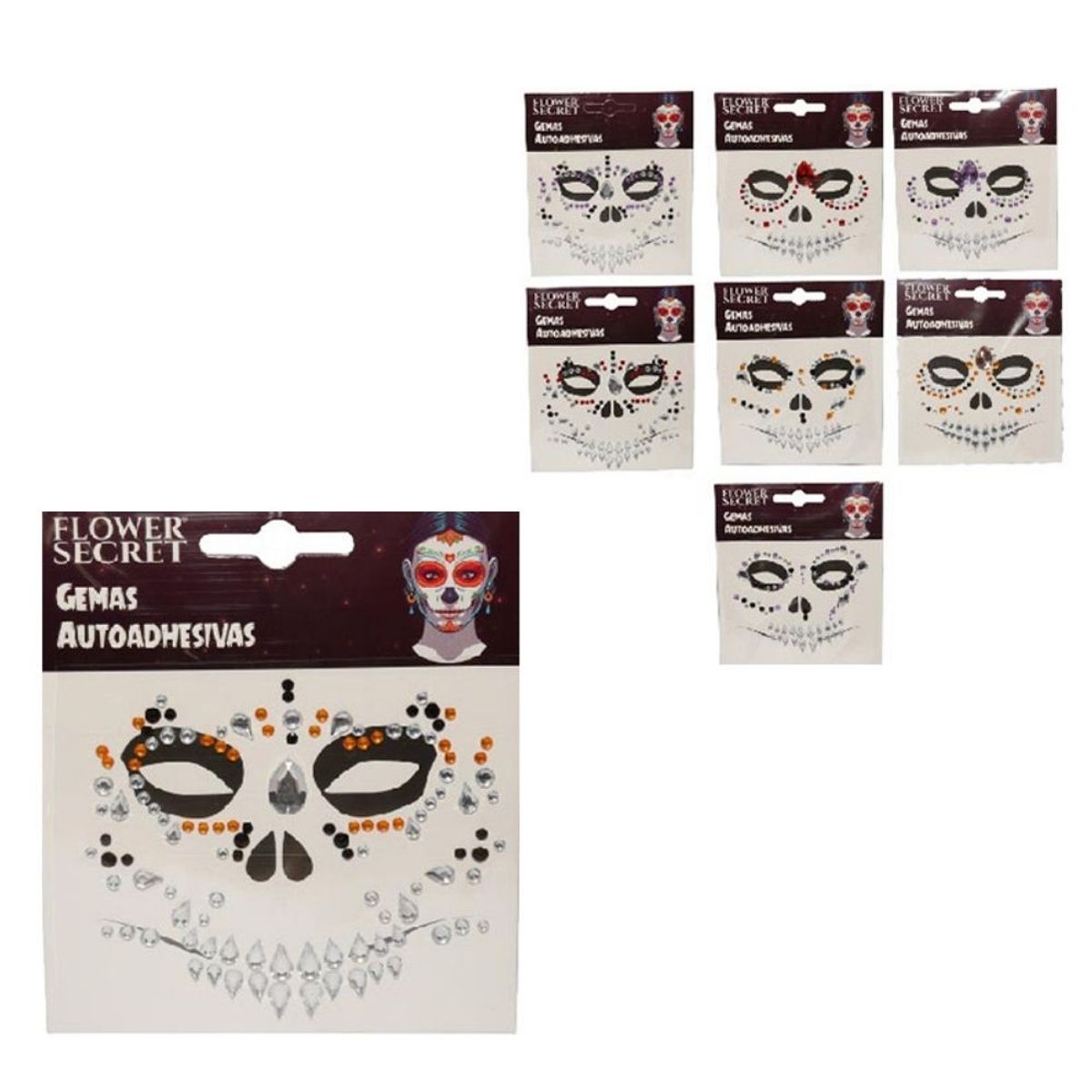 FLOWER SECRET - Gemas Faciales Autoadhesivas Pack de 8 Modelos