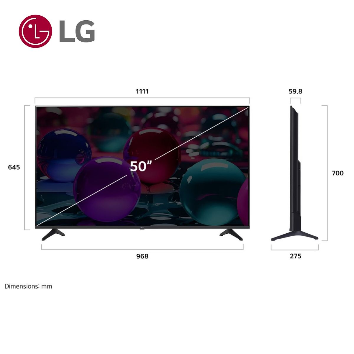 LG - TELEVISOR LG 50 SMART TV THINQ AI WEBOS HUB 4K UHD LED 2025 - 50UA7300PSB