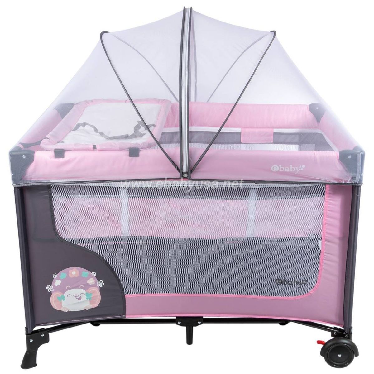 EBABY - Cuna Corral Ebaby Con Cambiador Happy Dream Rosado+Colchón