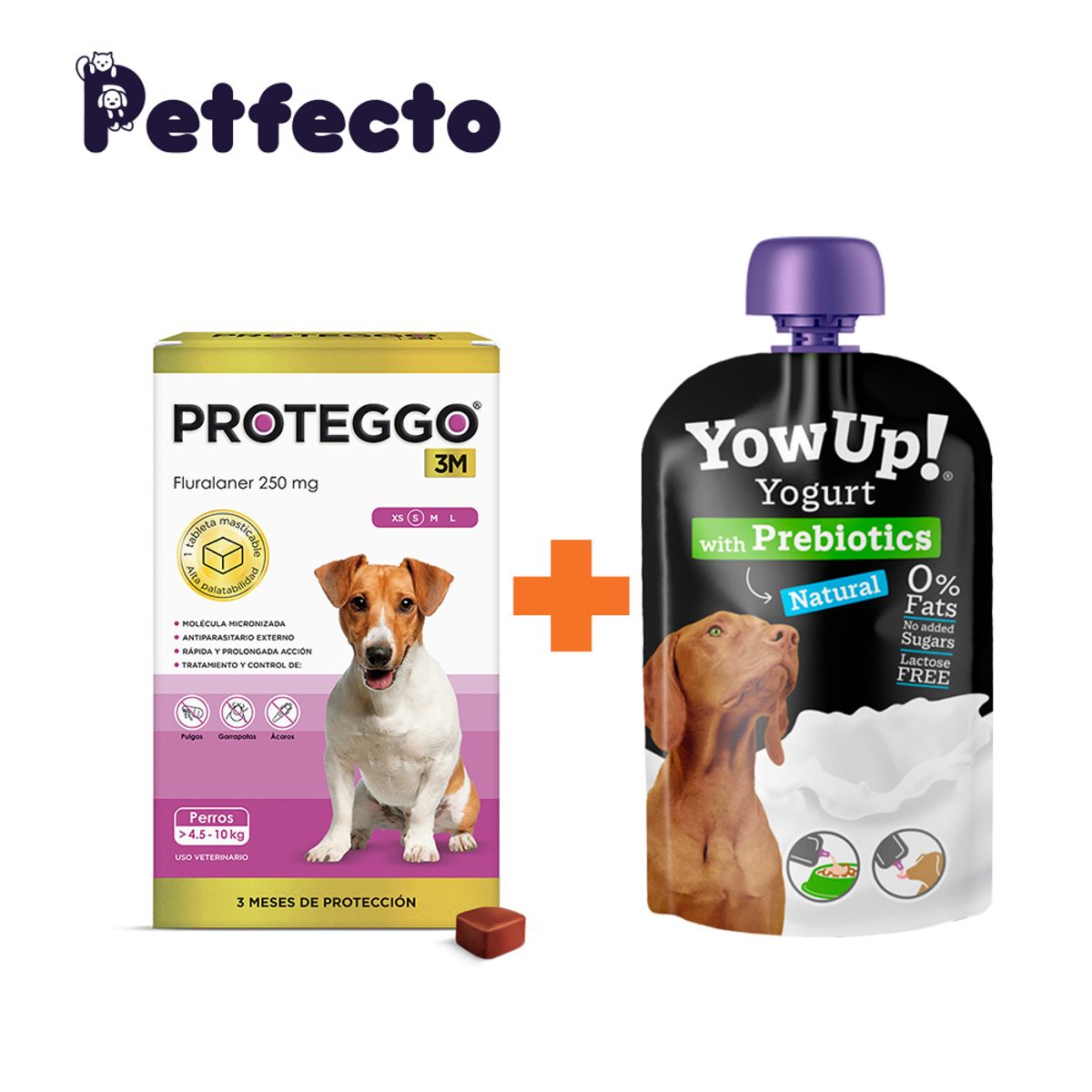 PROTEGGO - ANTIPULGAS PARA PERROS - 3M (>4,5 – 10 kg.) +1 YOGURT PREBIOTICO
