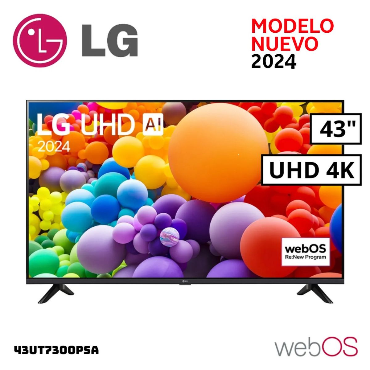 LG - Televisor LG 43 Pulg. LED Smart TV UHD 4K con Thinq AI 43UT7300