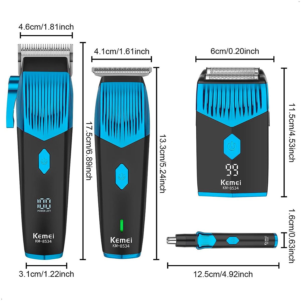 KEMEI - Combo 4 En 1 Cortadora De Pelo Kemei KM-8534 Recargable