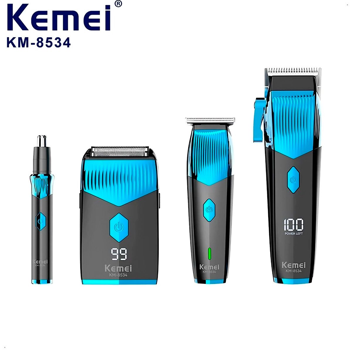 KEMEI - Combo 4 En 1 Cortadora De Pelo Kemei KM-8534 Recargable