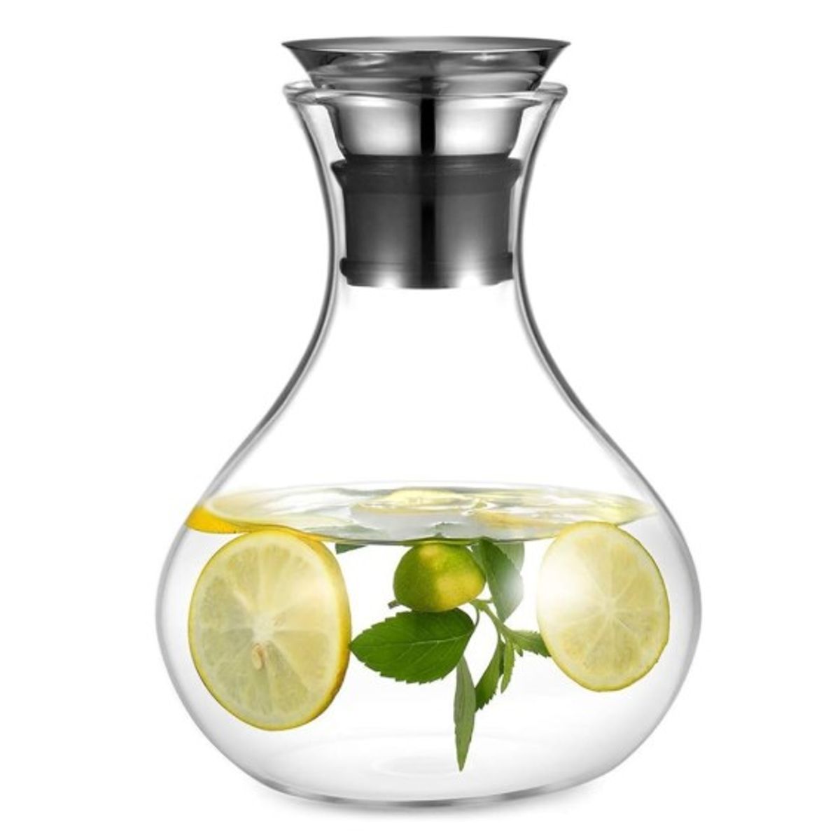 GENERICO - Jarra de Vidrio con Tapa de acero Inox Resistente al Calor