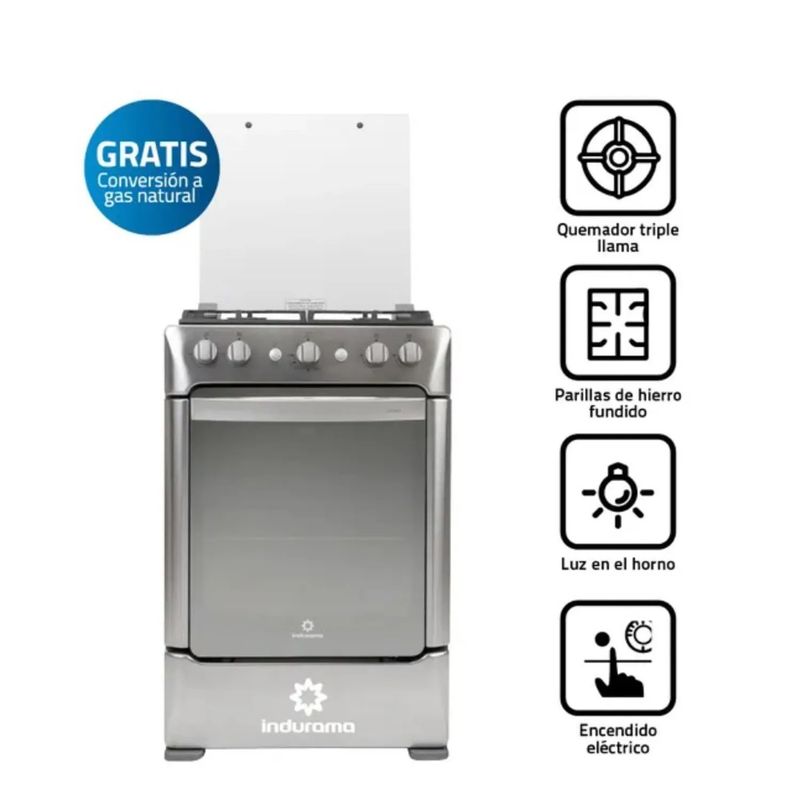 INDURAMA - Cocina a Gas Indurama 4 Hornillas Granada Zafiro - Croma