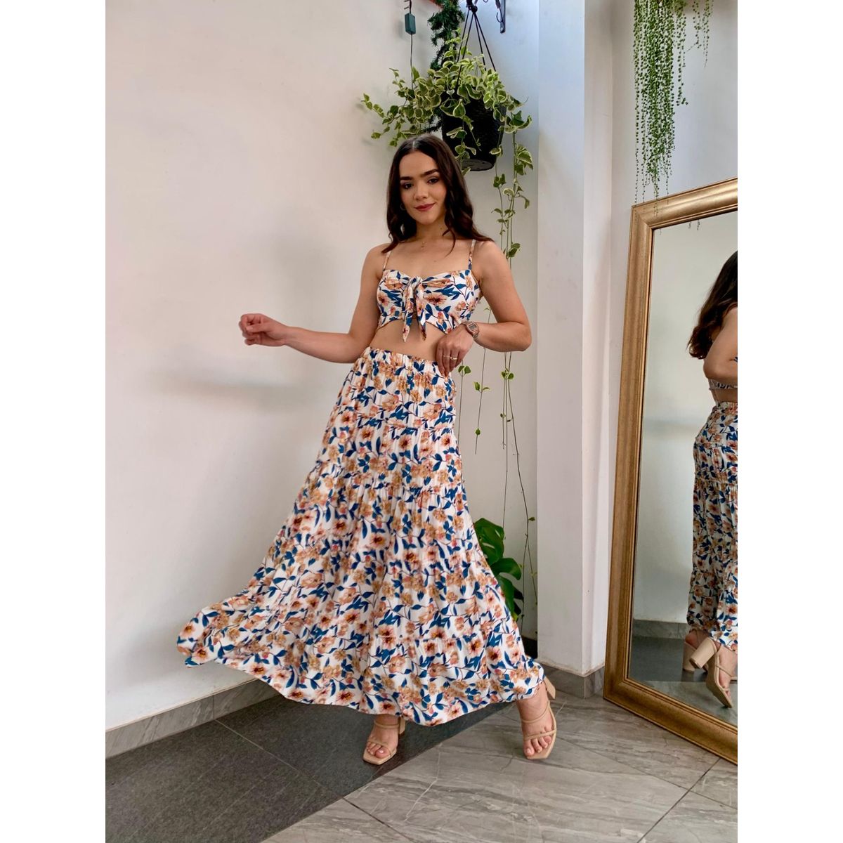 ALLEZ COLLECTION - MAXIVESTIDO CALI FLOREADO LARGO DOS PIEZAS