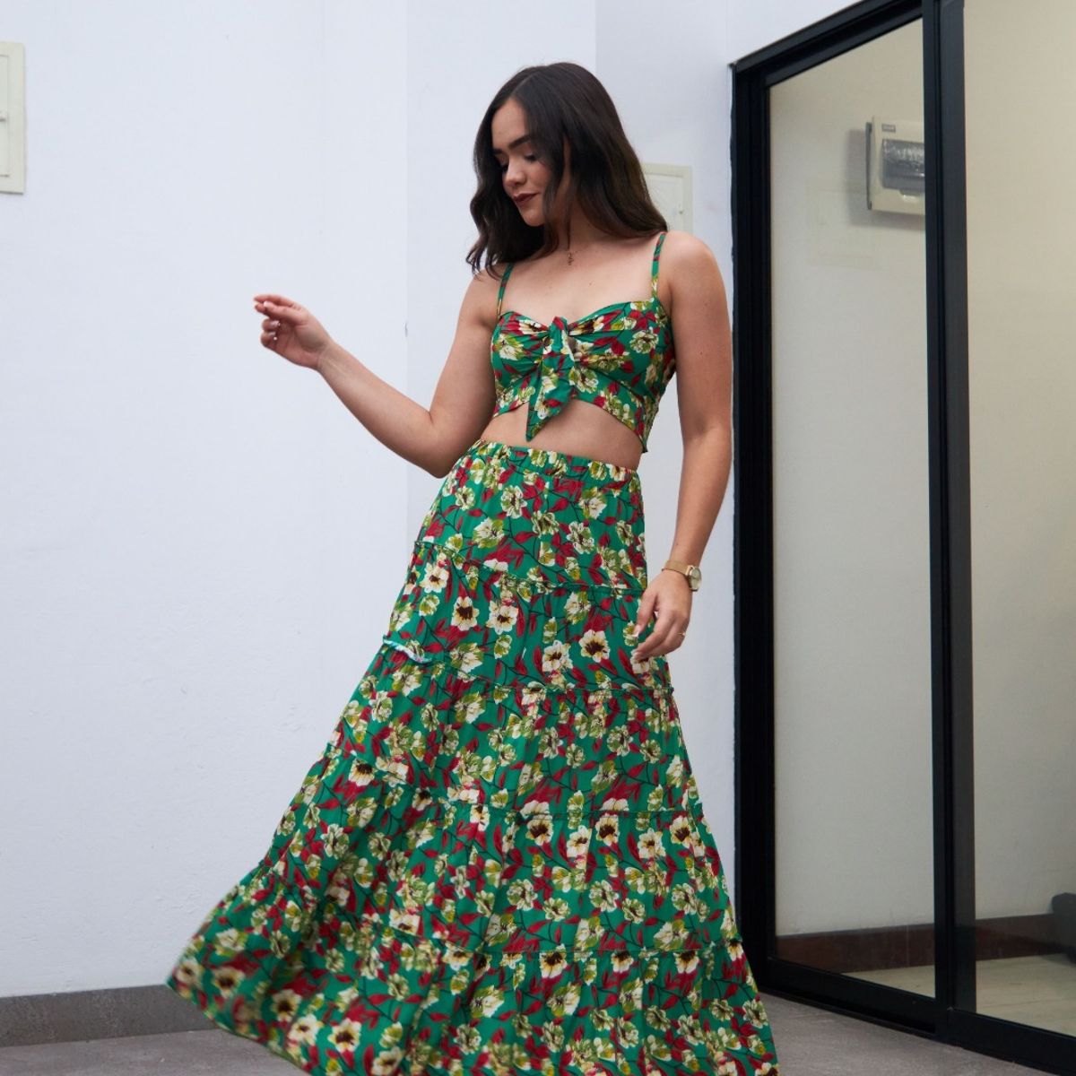 ALLEZ COLLECTION - MAXIVESTIDO CALI FLOREADO LARGO DOS PIEZAS