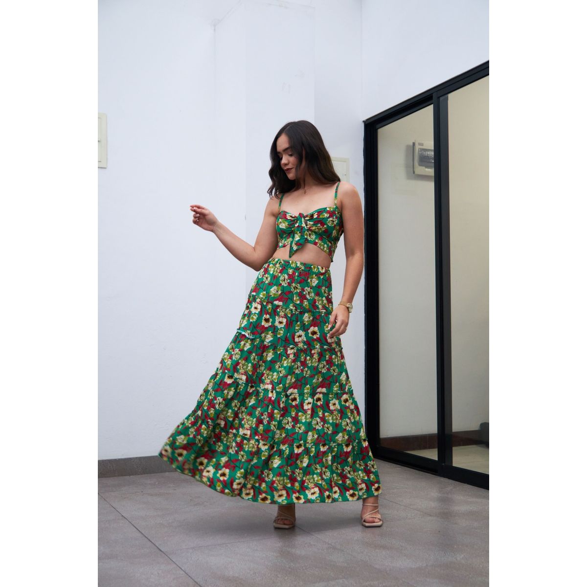 ALLEZ COLLECTION - MAXIVESTIDO CALI FLOREADO LARGO DOS PIEZAS