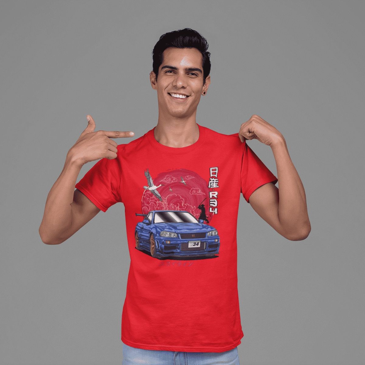 GENERICO - Camiseta GTR34 Skyline Polo Carro Tunning JDM Algodon