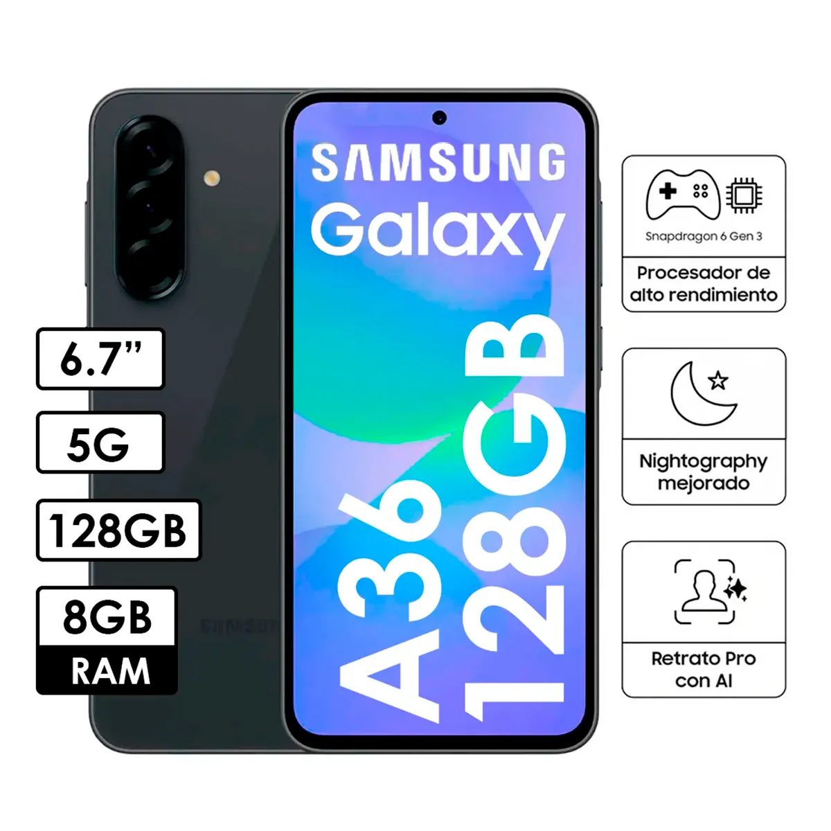 SAMSUNG - Galaxy A36 128GB 6GB RAM Negro
