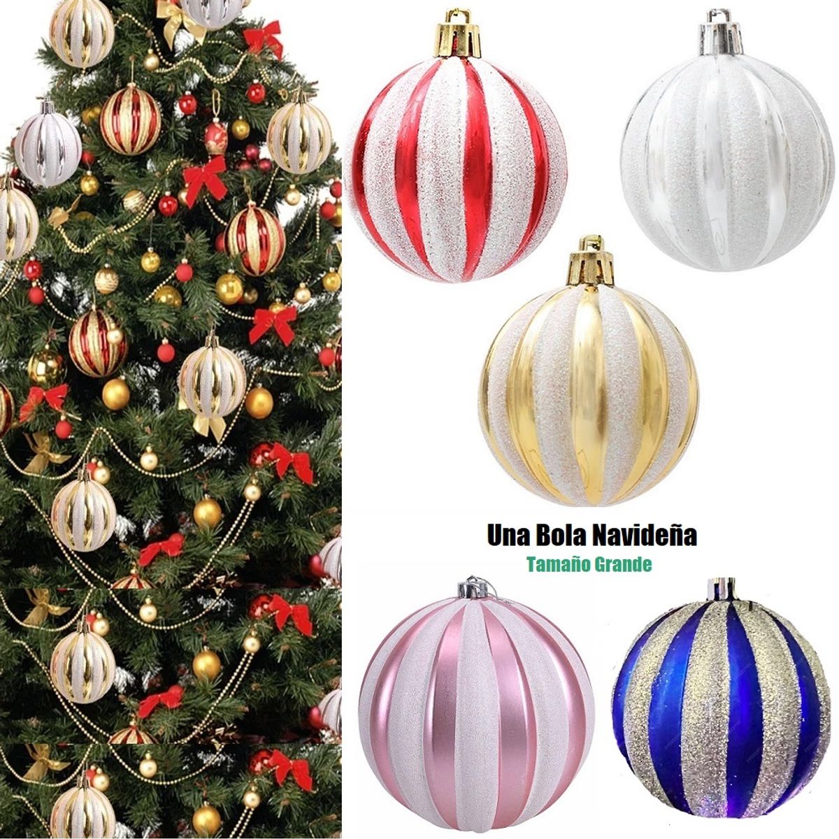 GENERICO - Adornos de bolas navideñas 12cm esferas decorativas