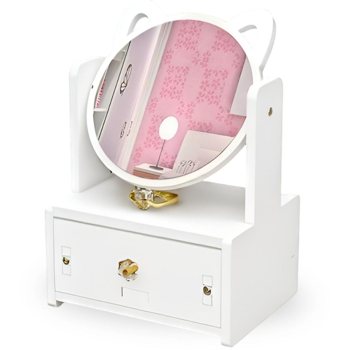 MINARI - Organizador de Maquillaje y Joyas con Espejo Gatito JG1