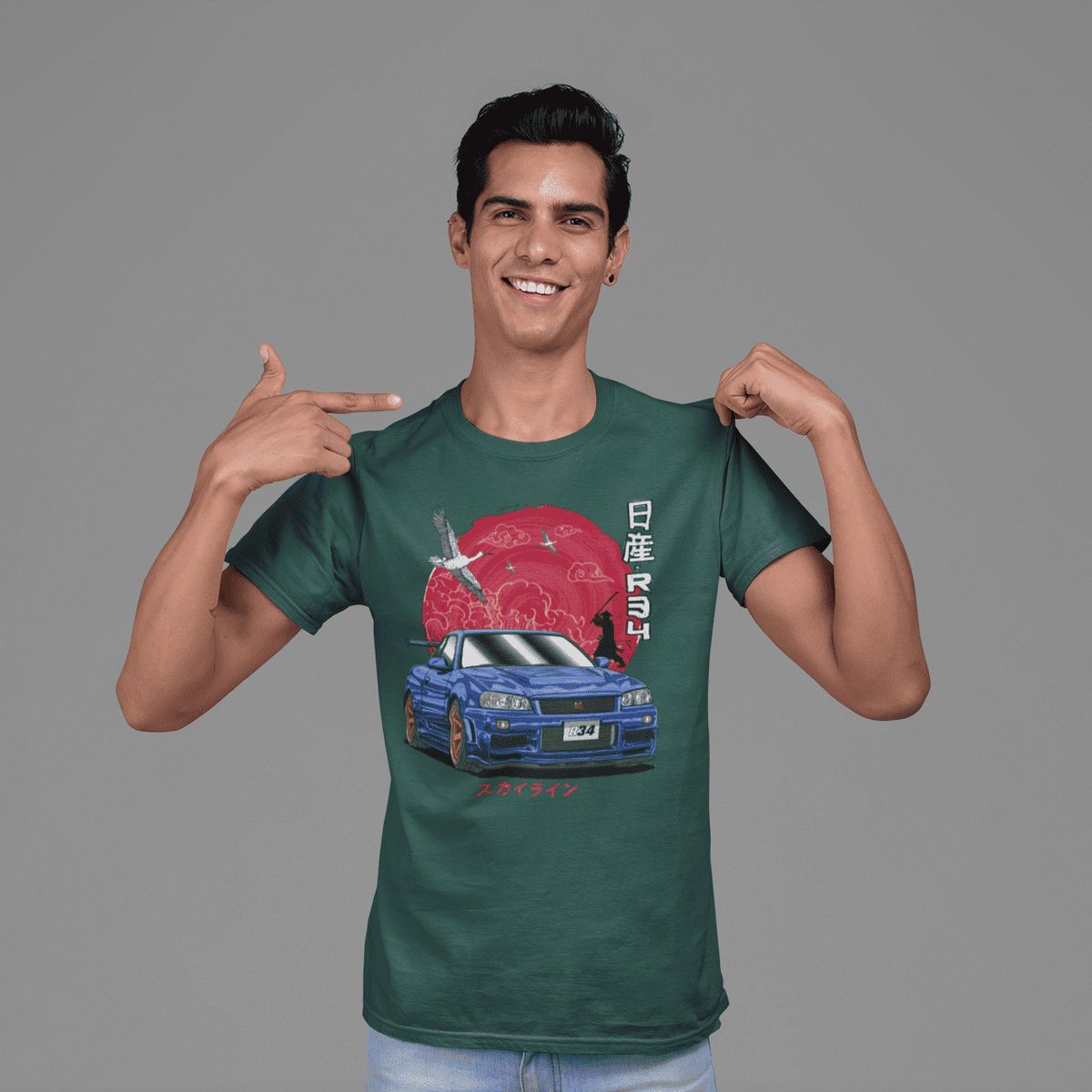 GENERICO - Polo Nissan GTR34 Skyline Camiseta Carro Godzilla Algodon