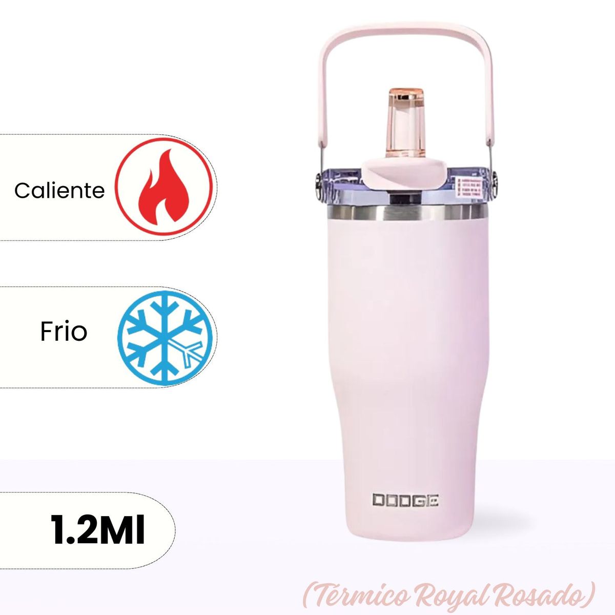 ICHIMATSU - Tomatodo de Acero Inoxidable Térmico Royal Rosado 1.2 L