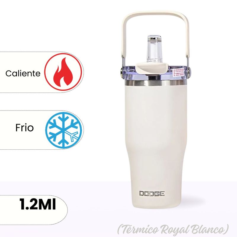 ICHIMATSU - Tomatodo de Acero Inoxidable Termico Royal Blanco 1.2 L