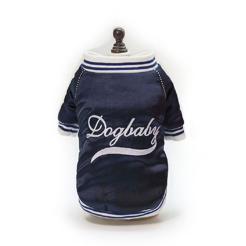 GENERICO - CASACA SATINADA AZUL PERRO Y GATO  ABRIGO MODERNO TALLA M