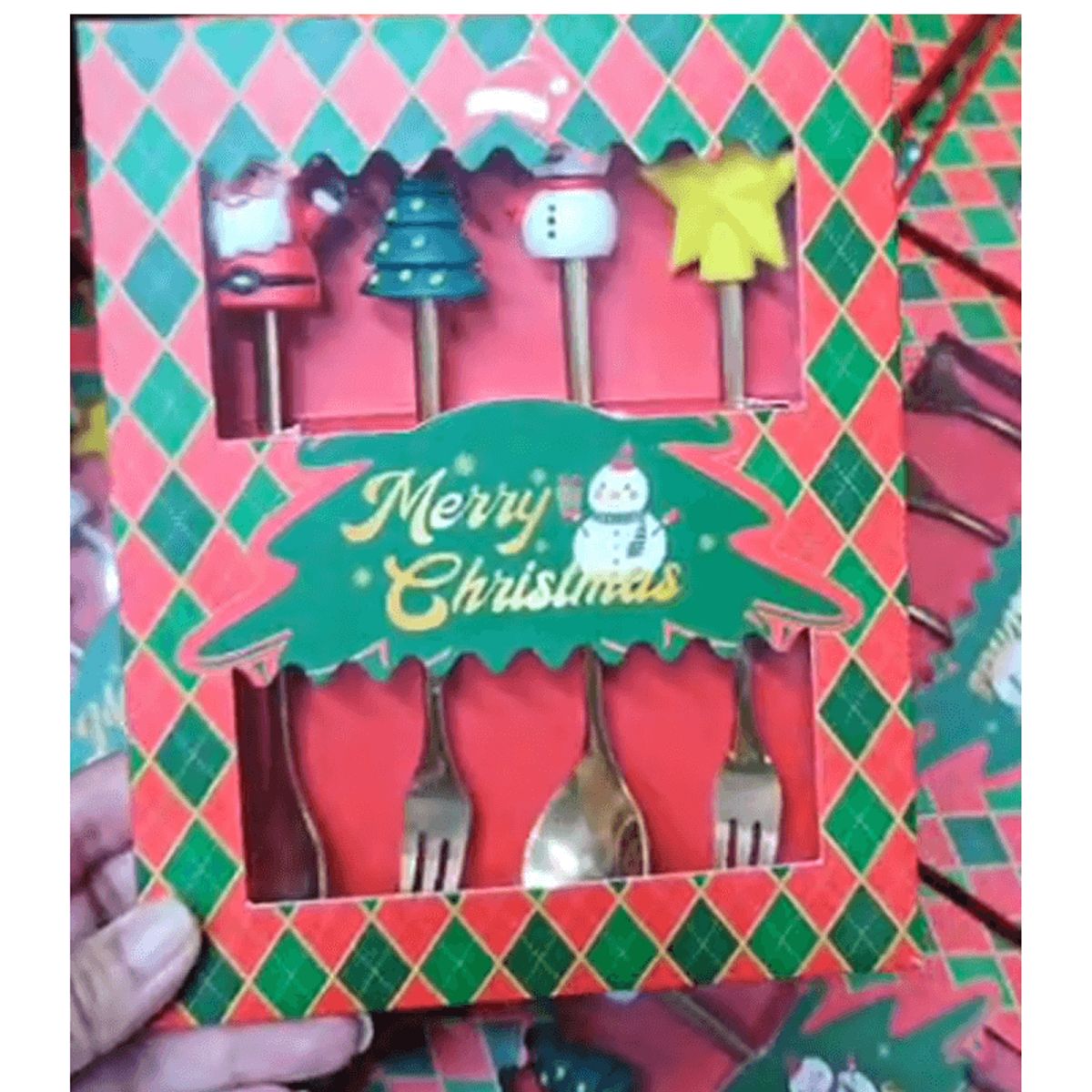 GENERICO - Set de Cubiertos Navideños 4 piezas Dorado