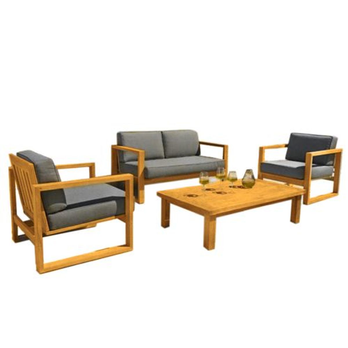 MOVENDA - Juego de Sala de terraza Argos 4 personas con mesa Movenda