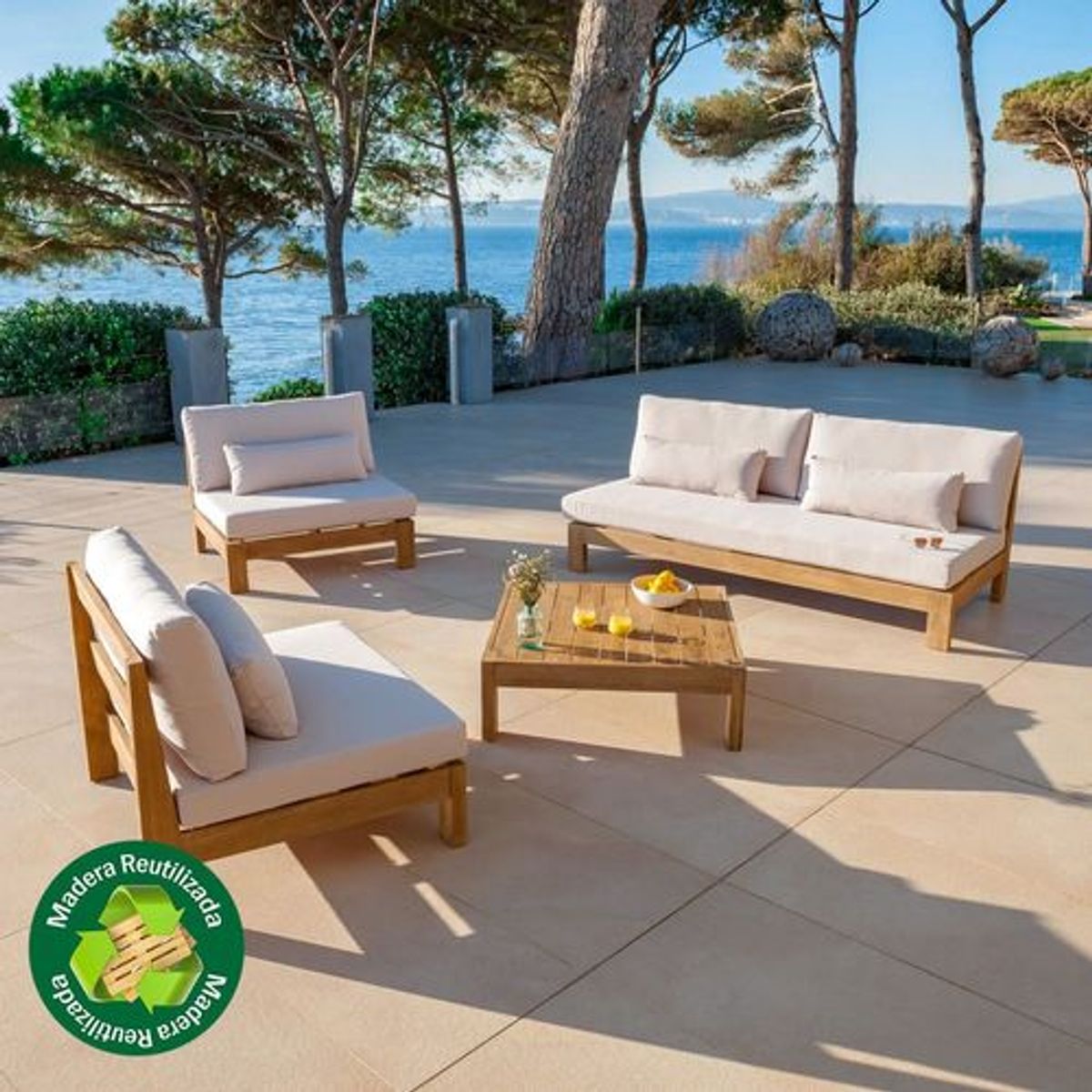 MOVENDA - Juego de terraza Lechuza 4 personas con mesa Movenda