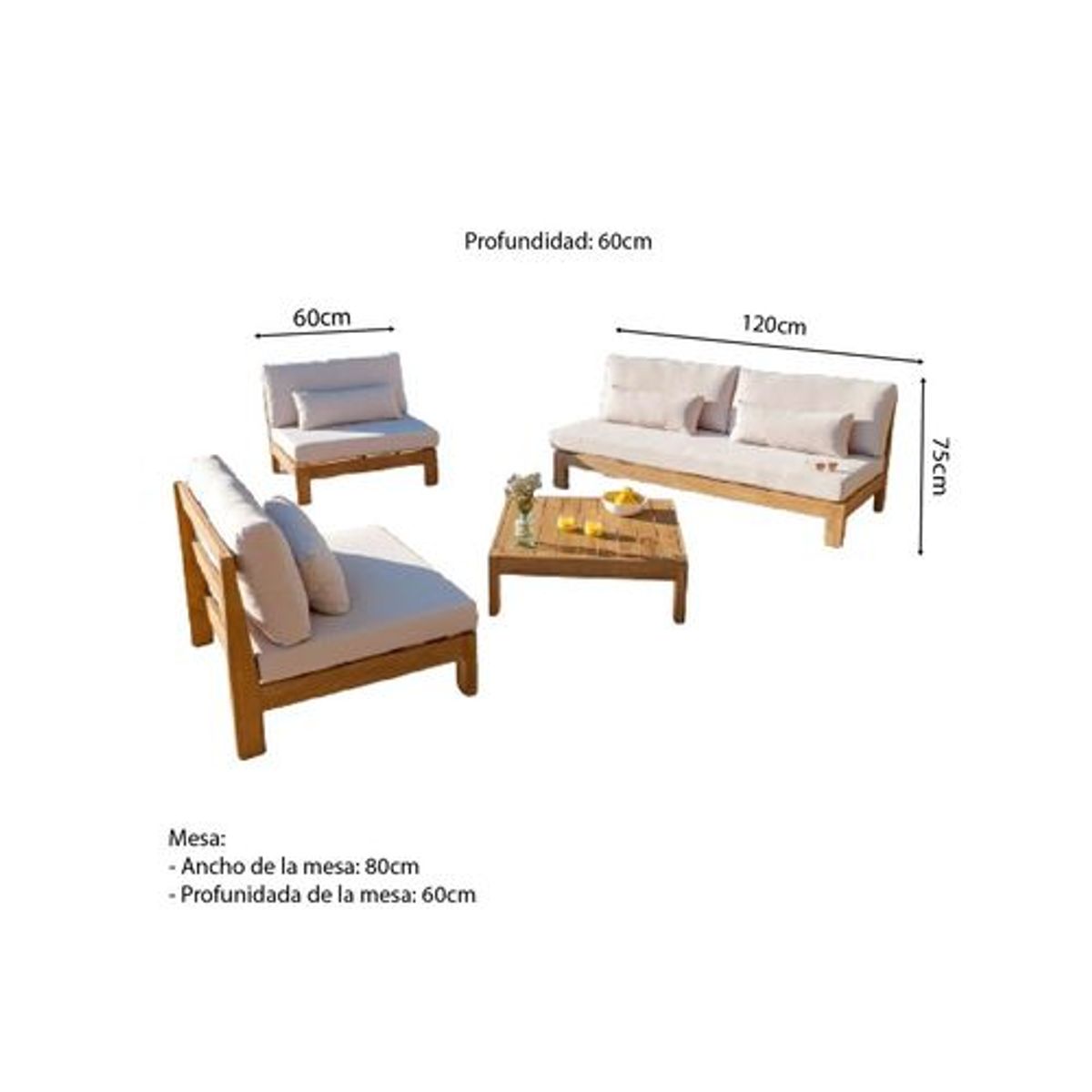 MOVENDA - Juego de terraza Lechuza 4 personas con mesa Movenda