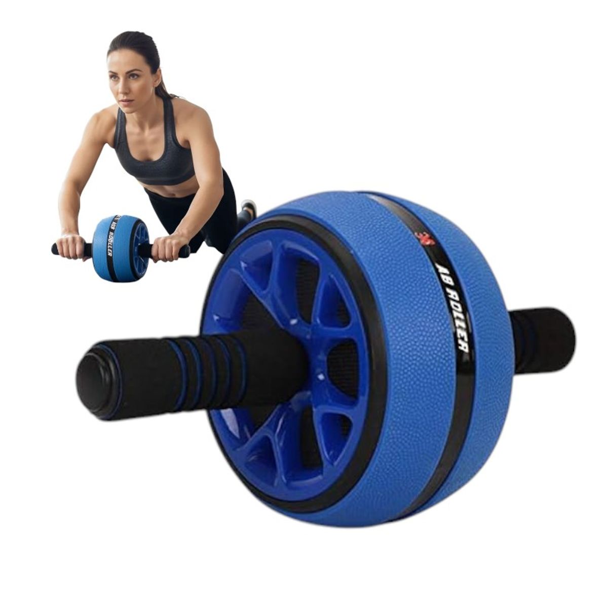 GENERICO - Rueda Abdominales Antideslizante Ejercicios No Ruidos con Mat Azul