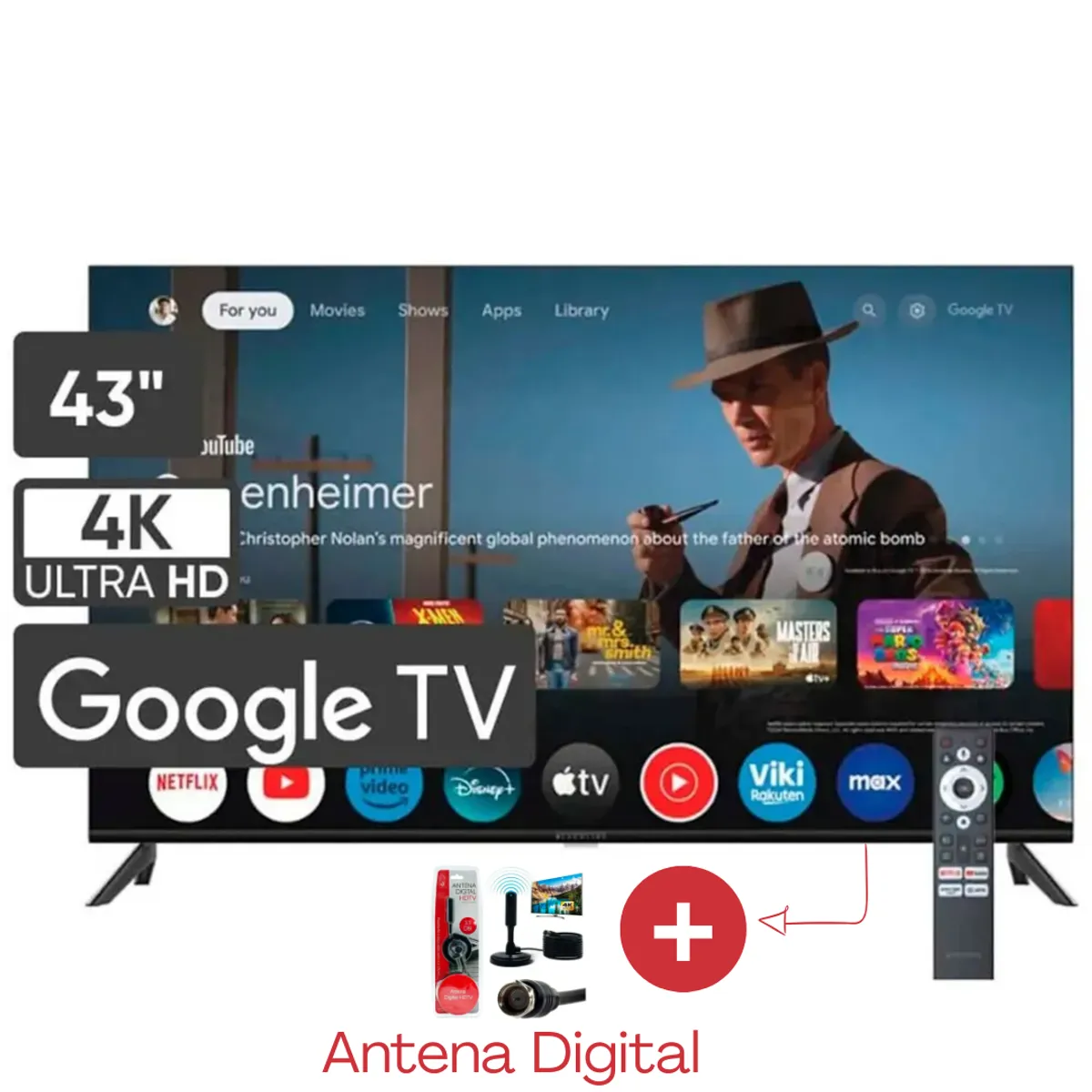 BLACKLINE - Televisor BLACKLINE 43 UHD 4K Smart TV BL43-T3000UD + ANTENA DIGITAL