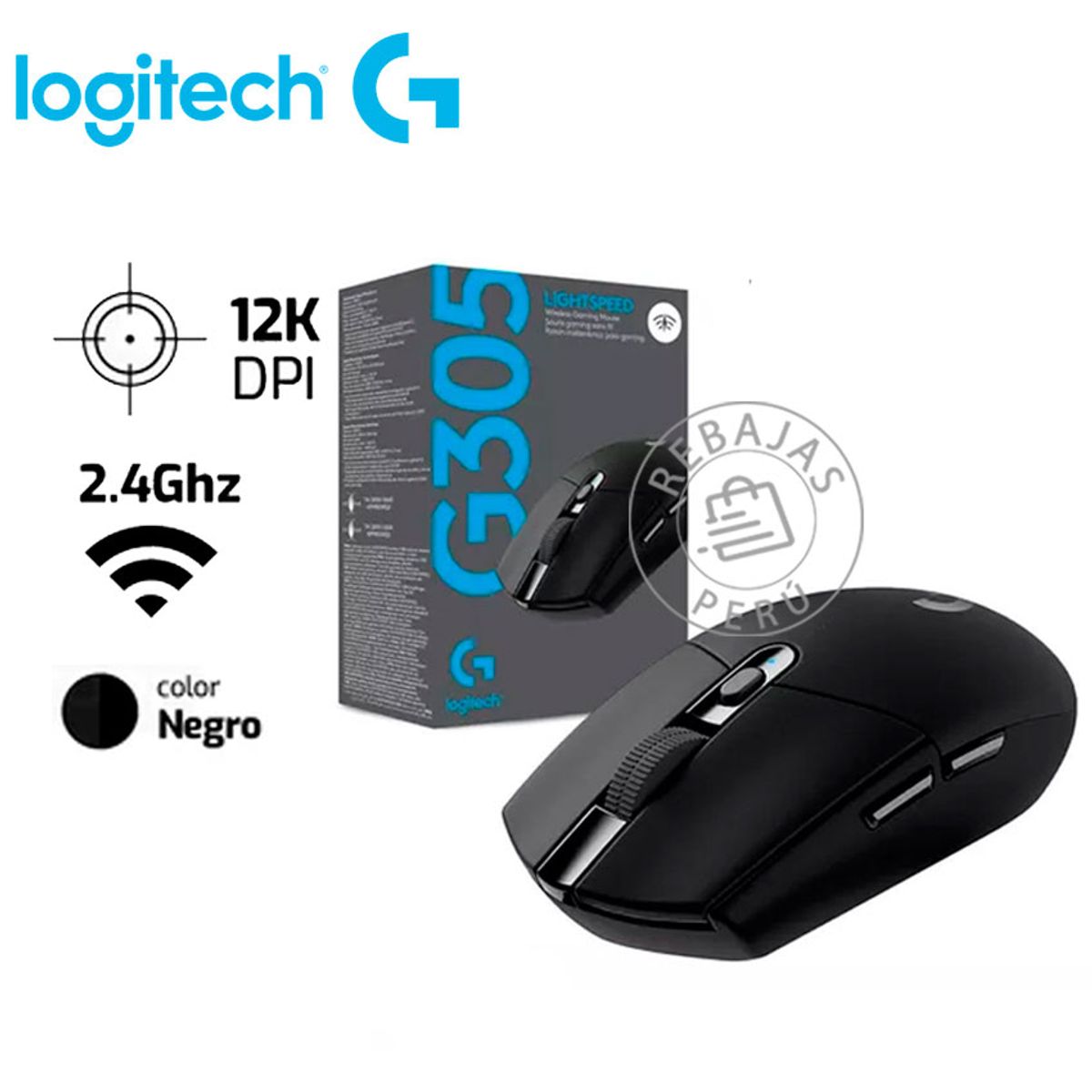 LOGITECH - Mouse Logitech G305 Lightspeed Wireless 12K DPI Gaming Negro