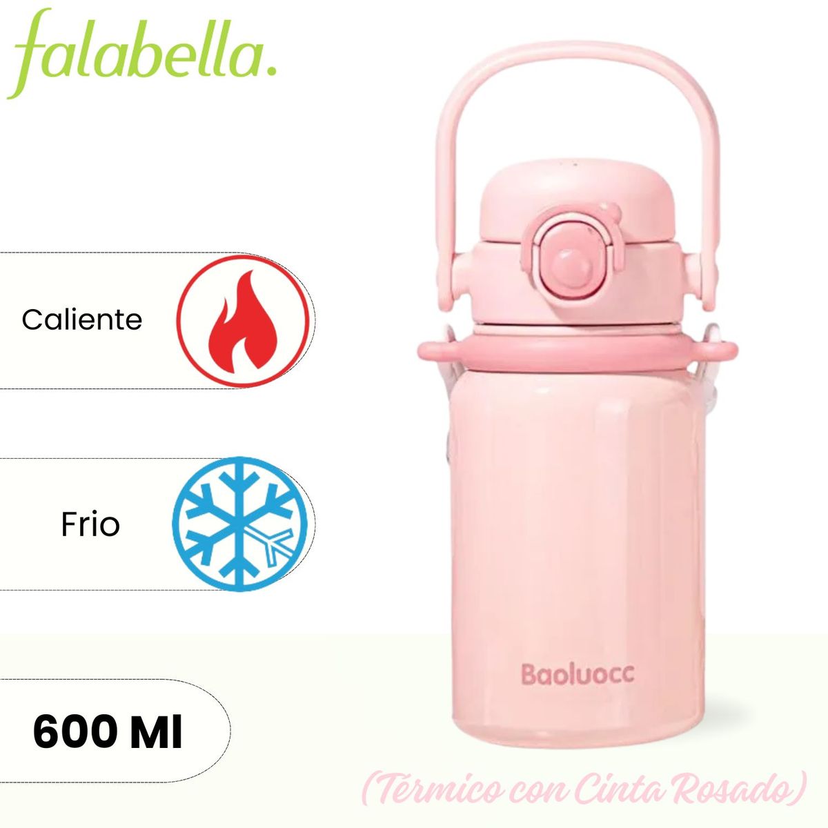 ICHIMATSU - Tomatodo de Acero Inoxidable Termico con Cinta Negro 600 ml.