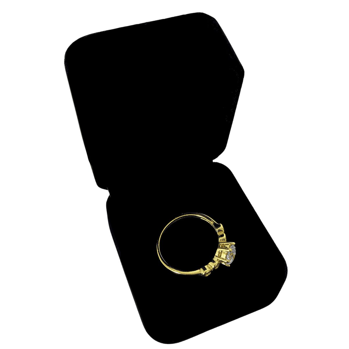 GENERICO - Anillo Promesa Cristal Regalo Compromiso Novia Acero Dorado