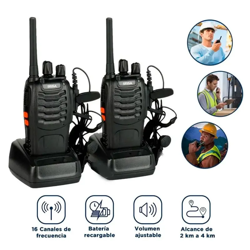 SEISA - Kit de radios portatiles Walkie Talkie SEISA ST-B888S Original
