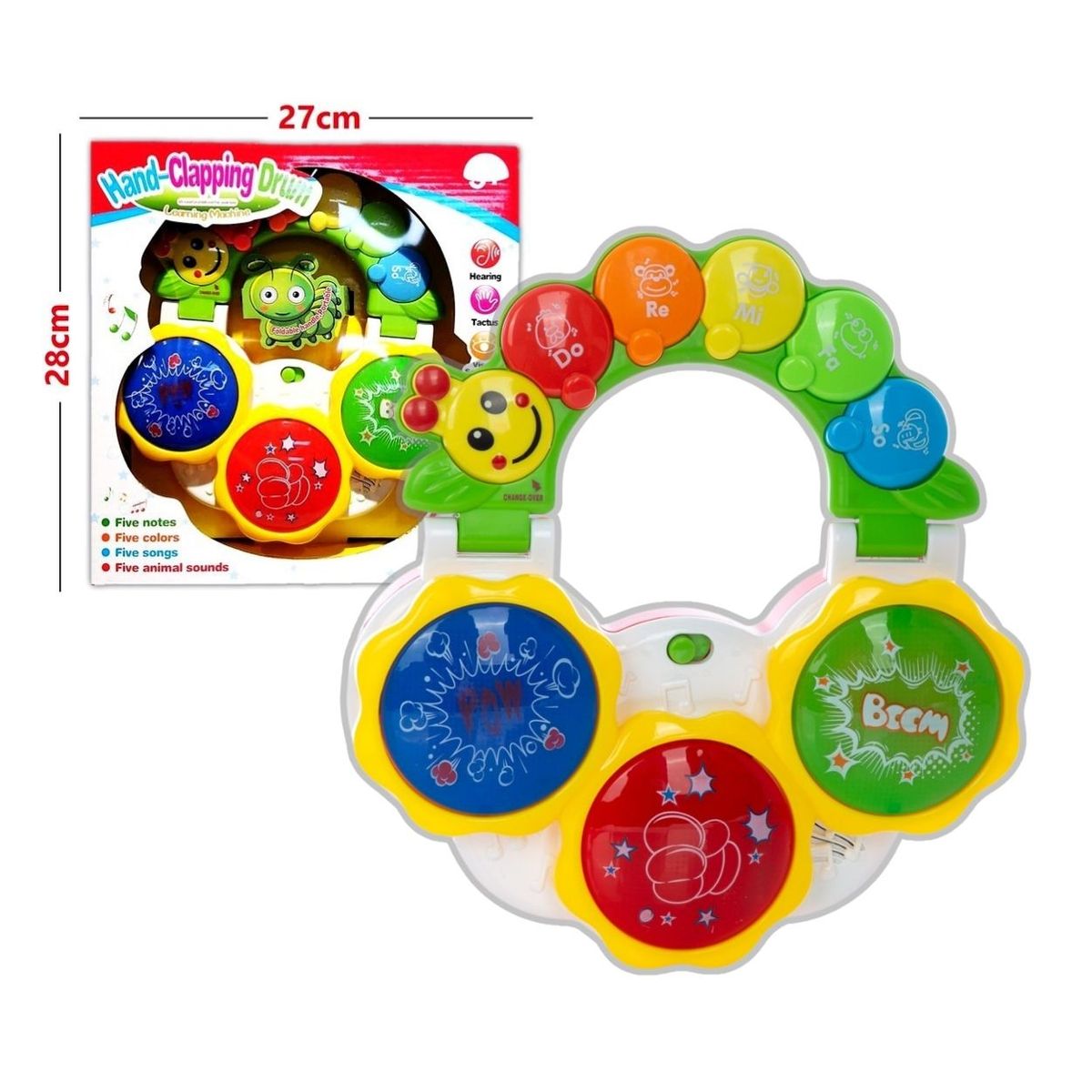 GENERICO - Juguete Didáctico Musical Tambor Oruga con Notas Musicales
