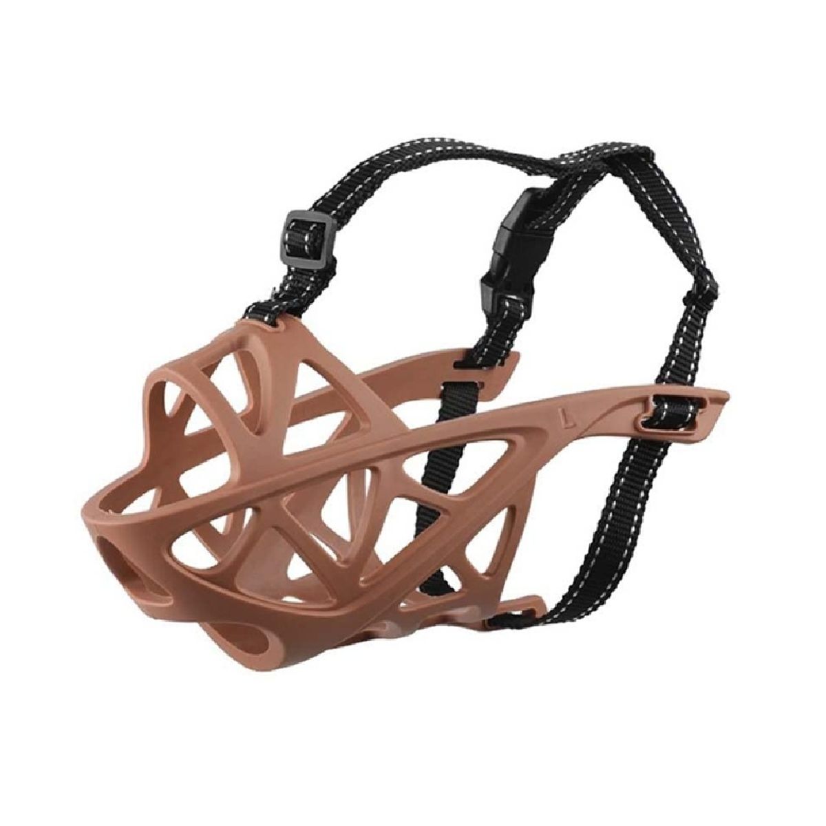 GENERICO - Bozal de silicona flexible para perros Talla S color beige