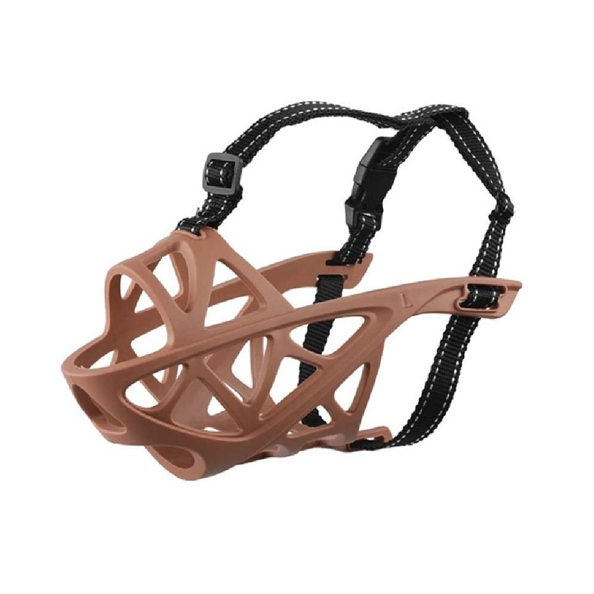 GENERICO - Bozal de silicona flexible para perros Talla S color beige