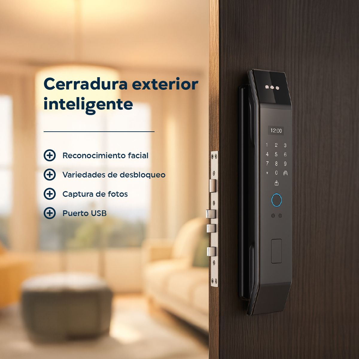 TRENDY TECH E I R L - Cerradura Inteligente Exterior Smart 6 en 1 con Huella, Reconocimiento Facial, código, App y más