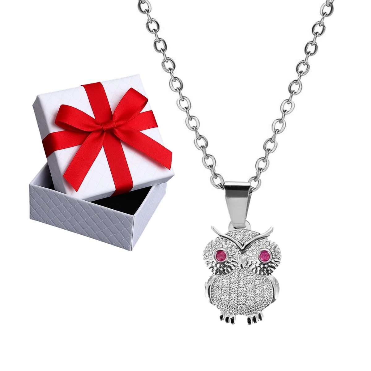 GENERICO - Collar Mujer Búho Amuleto Joya Regalo Novia Mamá Acero