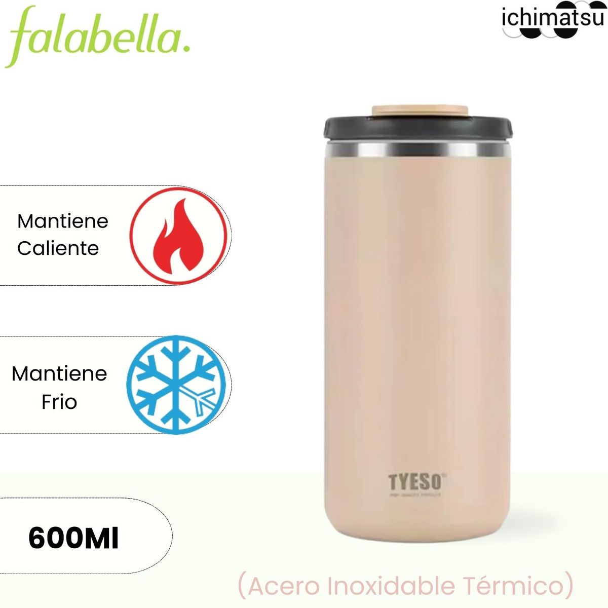 ICHIMATSU - Vaso de Acero Inoxidable Térmico Beige 600 ml.