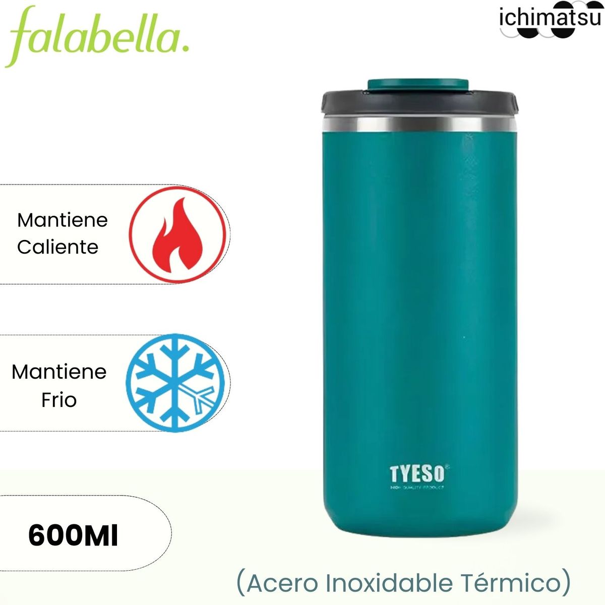 ICHIMATSU - Vaso de Acero Inoxidable Térmico Verde 600 ml.