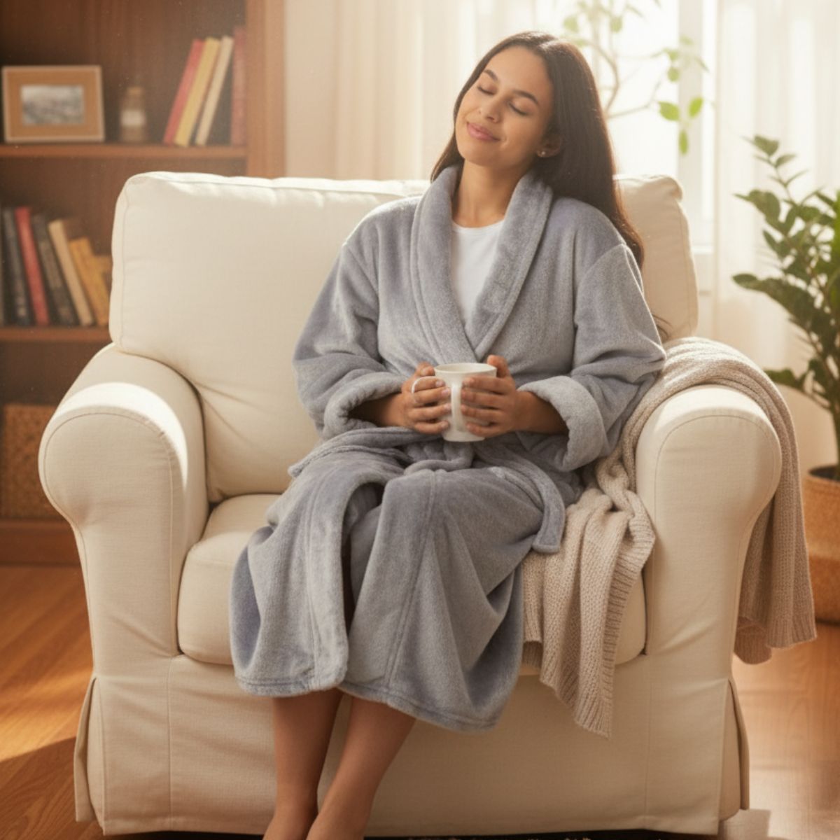 GENERICO - Bata Polar Mujer Seduction Premium Gris
