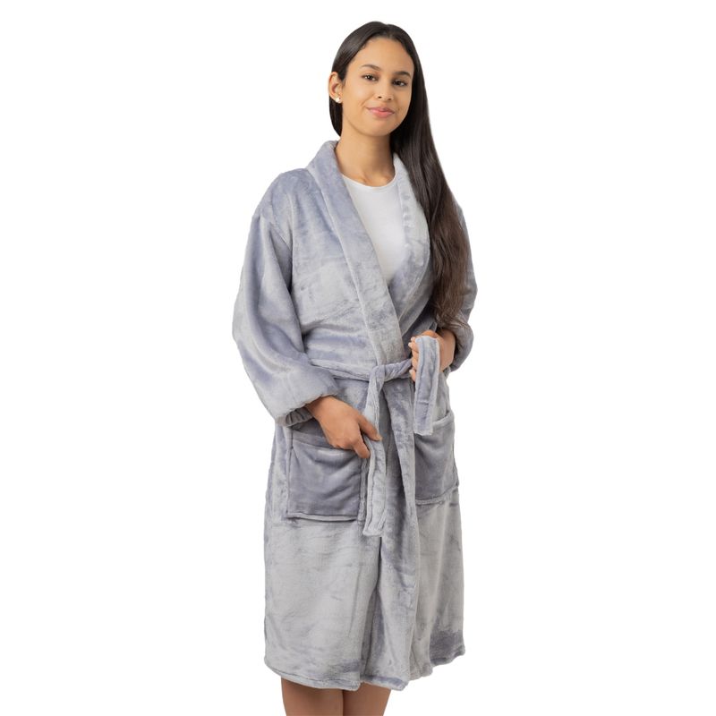 GENERICO - Bata Polar Mujer Seduction Premium Gris