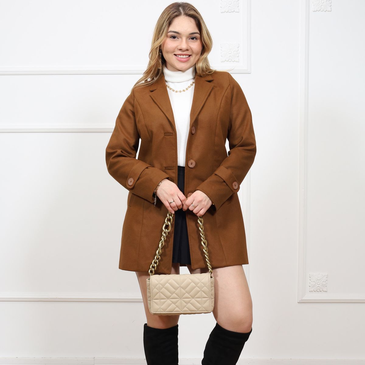 GENERICO - ABRIGO RECTO MUJER PAÑO AMERICANO