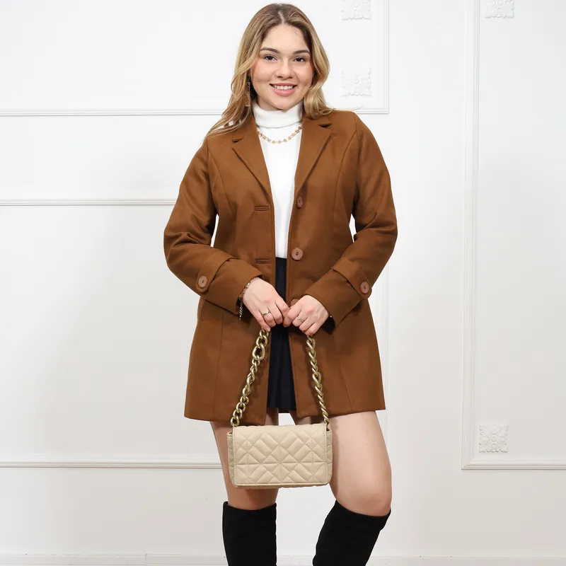 GENERICO - ABRIGO RECTO MUJER PAÑO AMERICANO