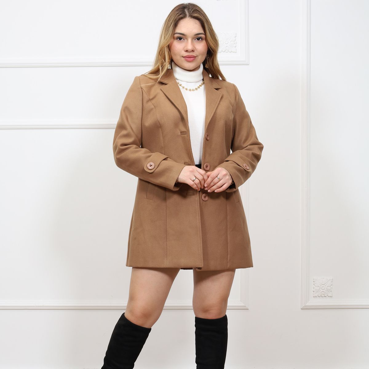 GENERICO - ABRIGO RECTO MUJER PAÑO AMERICANO