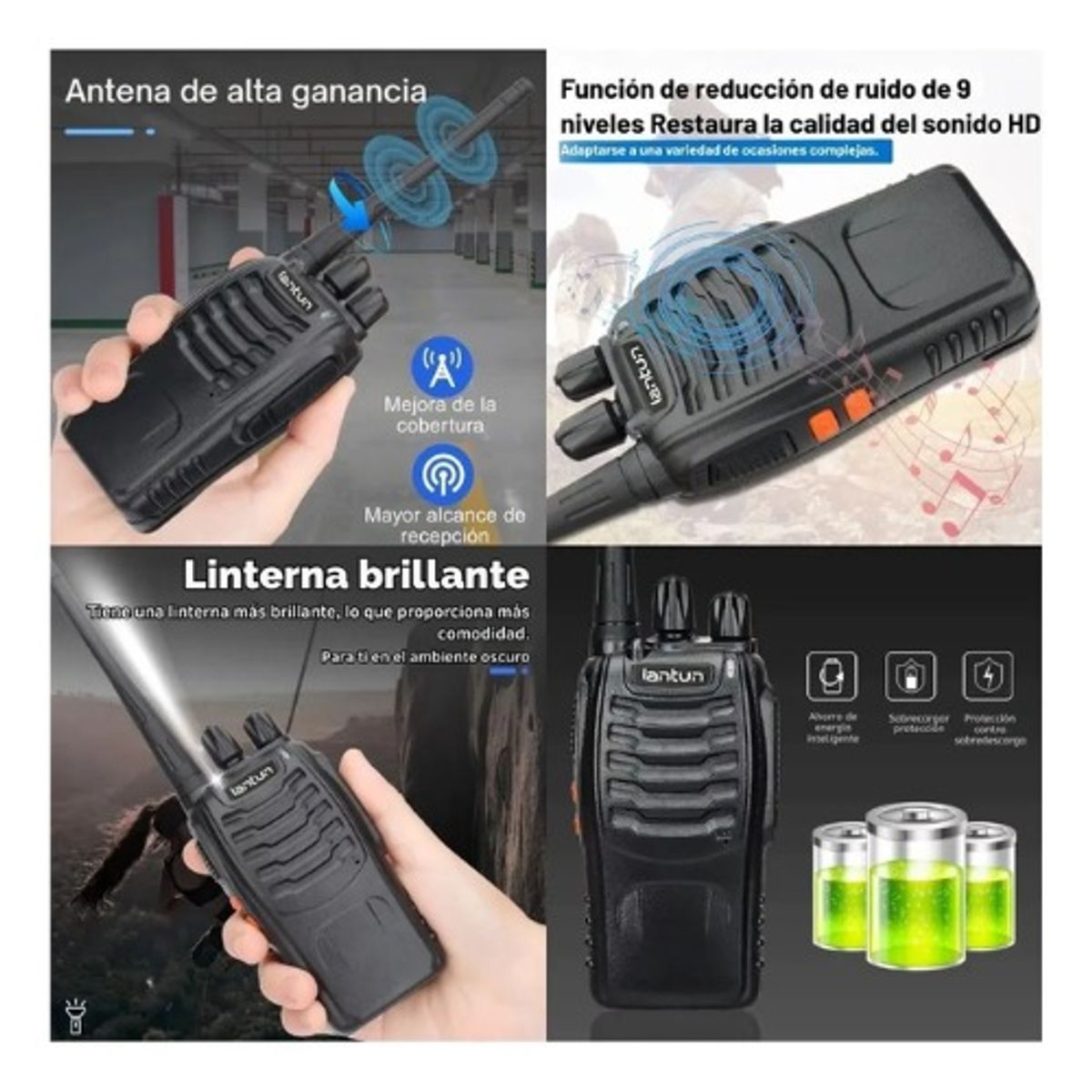 OEM - Walkie talkie portátil 5 km bidireccional 16 canales con linterna