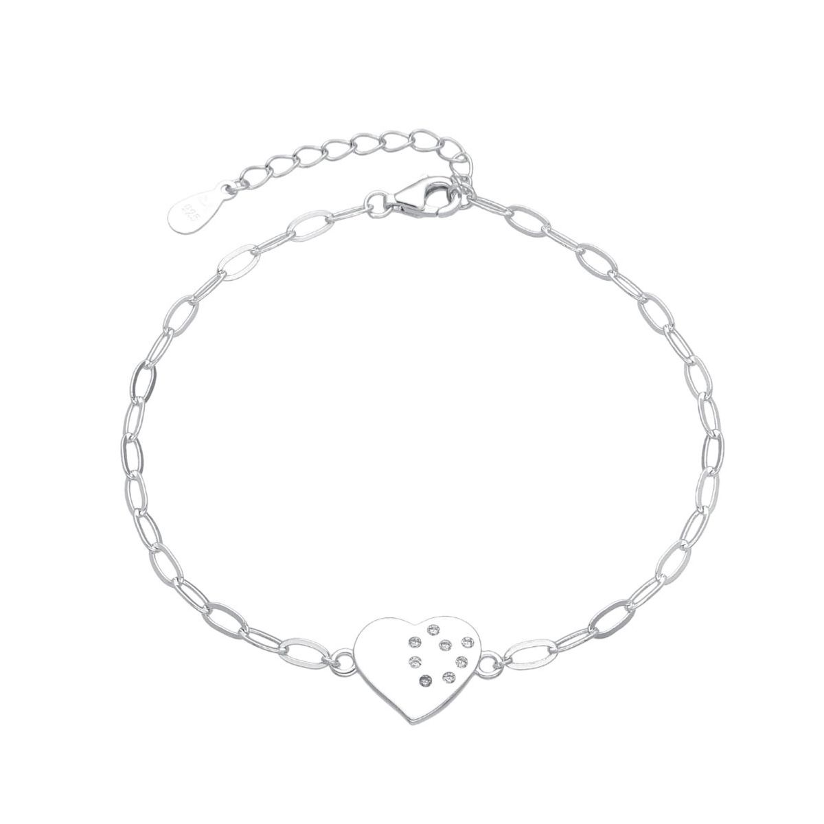 SANTORAL - Pulsera Cadena Corazón Brillos - Plata