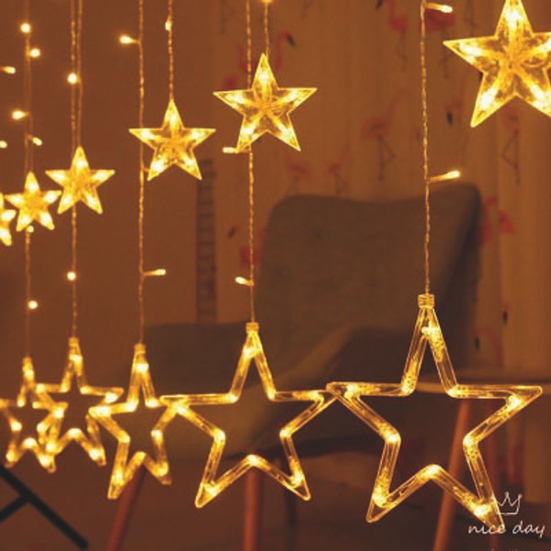 GENERICO - Luces Estrella Ámbar – 2.5 Metros con Enchufe - Decorativas y Cálidas
