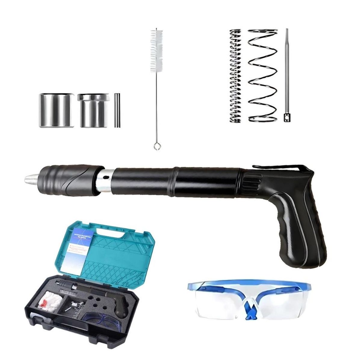 GENERICO - Pistola de Clavos Remachadora con Accesorios y Kit de Seguridad Negro